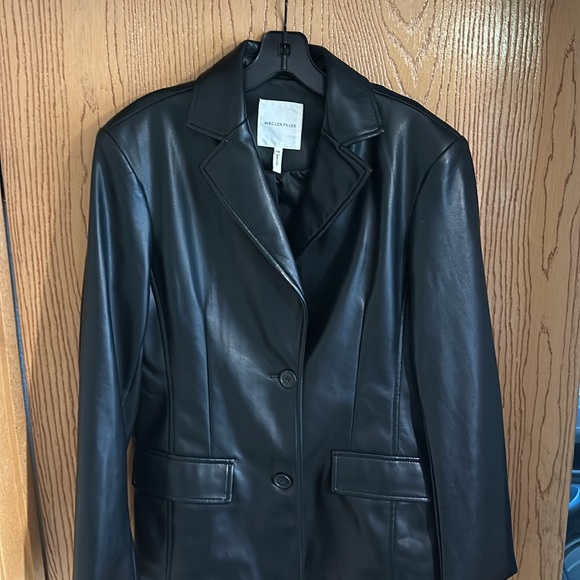 Avec Les Filles Faux Leather Mid Length Blazer - Picture 3 of 11